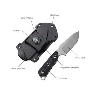 Bochen MTX8131BK, hoja fija <span class=keywords><strong>de</strong></span> tamaño pequeño, funda <span class=keywords><strong>de</strong></span> plástico, brújula, arrancador <span class=keywords><strong>de</strong></span> fuego <span class=keywords><strong>de</strong></span> magnesio, varilla <span class=keywords><strong>de</strong></span> afilado, cuchillo colgante <span class=keywords><strong>de</strong></span> espiga completa - Product Image 3