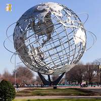 Sculpture de globe terrestre en acier inoxydable poli de grande taille RELONG, statue de la Terre en métal pour la décoration de jardin extérieur