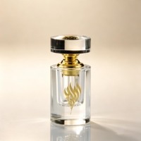 Flacon de luxe vide de 3 ml pour Attar Arabe, en verre transparent décoratif, pour huile essentielle d'Oud