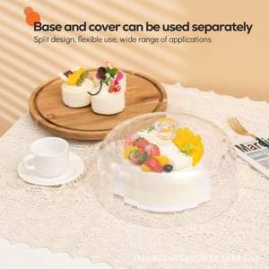 Plateau à gâteau en bois avec base rotative, plateau à dessert rond en bois massif avec couvercle transparent pour les fêtes d'anniversaire - Product Image 2