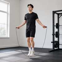2.8m PVC 줄넘기 (슬림 핸들, 블랙, 싱글 로프, 중국산)