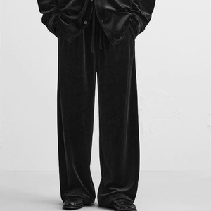 <span class=keywords><strong>Pantaloni</strong></span> da Uomo Casual Eleganti con Vestibilità Ampia e Drappeggiata, <span class=keywords><strong>in</strong></span> <span class=keywords><strong>Velluto</strong></span> Vintage, Gamba Larga Dritta, <span class=keywords><strong>Vita</strong></span> Elasticizzata, Stile Baggy - Product Image 1