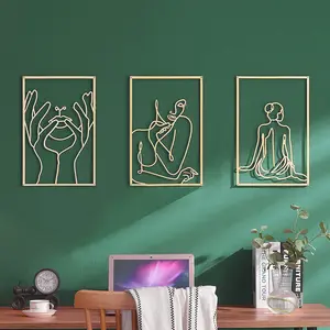 Wholesale Art Silhouette Female Body Line Pendant Gold Iron Wall Hanging Wall Decorations Wall Art