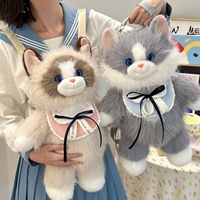 Sac à dos en peluche chat Ragdoll de simulation original, mignon, à double bandoulière, cadeau pour l'anniversaire de votre petite amie