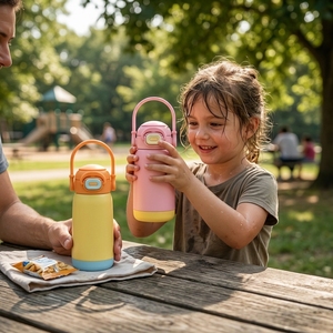 Botella de Agua Aislada para Niños de Acero Inoxidable 316 con Tapa de Paja Abatible, Logotipo Personalizado, Libre de BPA, Termo al Vacío, Regreso a Clases - Product Image 3