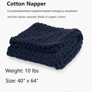 Manta ponderada tejida a mano <span class=keywords><strong>de</strong></span> algodón, 10 libras, 40x64, manta refrigerante <span class=keywords><strong>de</strong></span> punto grueso para adultos, manta transpirable orgánica, <span class=keywords><strong>piedra</strong></span> lunar gris - Product Image 3