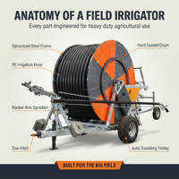 Arroseur automoteur à gros canon à eau, entraîné par une turbine hydraulique, avec enrouleur de tuyau, pour système d'irrigation agricole