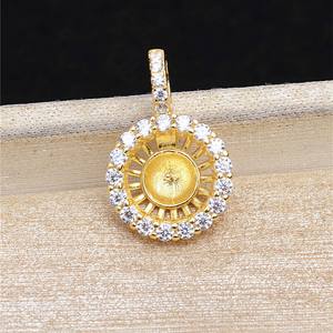 Support creux en argent S925 pour perles DIY, pendentif universel à boucle à pression de 10 mm avec motif tournesol ouvert pour étuis à bijoux - 5568 - Product Image 4