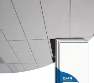 Panneaux <span class=keywords><strong>de</strong></span> <span class=keywords><strong>plafond</strong></span> acoustiques en laine <span class=keywords><strong>de</strong></span> <span class=keywords><strong>verre</strong></span> et plaques <span class=keywords><strong>de</strong></span> plâtre acoustiques <span class=keywords><strong>de</strong></span> la marque Norlin avec voile <span class=keywords><strong>lisse</strong></span> blanc - Product Image 4