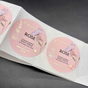 Étiquettes florales rondes personnalisées, autocollants en papier offset pour pots cosmétiques, gommages corporels, emballages de soins de beauté, <span class=keywords><strong>impression</strong></span> offset - Product Image 5