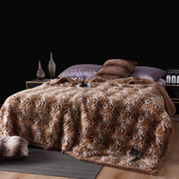 Couverture de luxe en fourrure véritable chocolat, vente en gros
