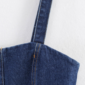 SHENZHU Donna 2026 Estate Nuova Moda Top in Denim Vintage Stile Cowboy Senza Maniche Scollo all'Americana Spalle Scoperte Canotta Chic - Product Image 5
