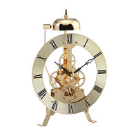 Horloge en métal et cristal de luxe Art Déco avec mouvement à quartz, cadran rond rétro à chiffres romains