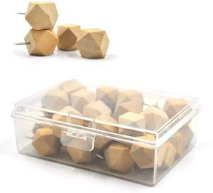 หมุดไม้รูปทรงเรขาคณิต 50 ชิ้น สำหรับตกแต่งกระดานปักผ้า แผนที่ รูปภาพ ปฏิทิน - Product Image 3