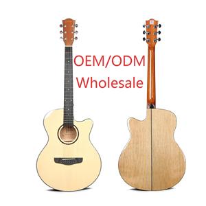 Guitare acoustique de 40 pouces fabriquée sur mesure en usine avec peinture brillante Manche en acajou 6 cordes en acier Logo personnalisé Coins manquants - Product Image 1