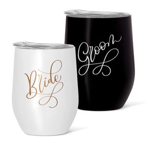 Gobelet à vin isotherme pour mariée avec paille réutilisable 12 onces Miss to Mrs. - Product Image 2