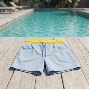 Shorts de bain OEM personnalisés en gros, décontractés d'été, à séchage rapide, en tissu recyclé respirant, avec taille élastique en Spandex/Polyester - Product Image 3