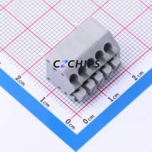 DB250B-3.5-5P-GY Spring Terminal Block Through hole Component (THT),P=3.5mm Connector 1x5P 3.5mm Gray 5P - Product Image 1