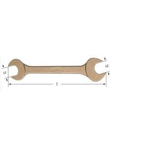 AMPCO - AB2427A Double <b>open</b> <b>end</b> wrench set, Aluminium Bronze (metric) NON-SPARKING <b>SPANNERS</b>, WRENCHES AND ADJUSTABLE WRENCHES - Product Image 1