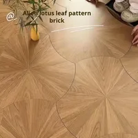 Carreau de grain de bois 520x600 en faux bois pour chambre à coucher et salon Carreau de sol moderne en velours doux et léger irrégulier en feuille de lotus pour chambre à coucher et salon