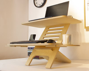 202408 Verstellbarer Holz-Laptopständer Stehpult-Konverter Arbeitsplatz-Schreibtischständer Birkenholz-Tischplatte Handgefertigtes Geschenk für Lehrer - Product Image 4