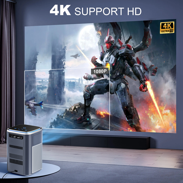 Factory Original Popular 4k Video Support HD 600 ANSI Electric Focus Portable Smart Projector