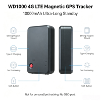 Traceur GPS 4G Magnétique Intelligent pour Flotte d'Entreprises WD1000 avec Alarme SOS, Surveillance Vocale, Géofencing et Alerte de Sur-vitesse