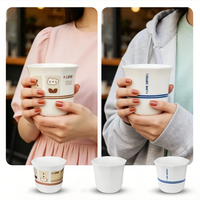 Tasse à café en céramique octogonale à large ouverture de 280 ml, portable, écologique, motif dessin animé, vente en gros pour la maison, le café et les voyages