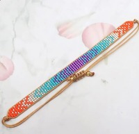 Bracelet réglable en forme de cœur coloré personnalisé fait à la main Mignon Miyuki Perle de rocaille DIY Style Boho Meilleure mode Bracelet à cordes personnalisé