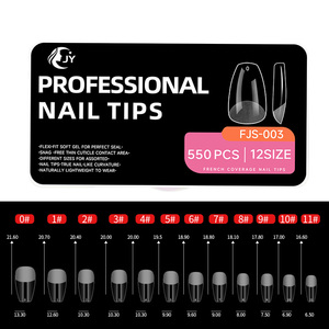 JIEYU 550 Uñas Postizas Cortas de Cobertura Completa en Forma de Almendra para Salón de Uñas, Desmontables, para Uso en Casa y Salones de Belleza - Product Image 1