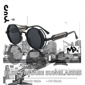 Kính mát thời trang cổ điển màu xanh dương, kiểu vuông, thiết kế <span class=keywords><strong>steampunk</strong></span> bằng kim loại, tròng kính quang học UV400, chất liệu khung PC, dành cho nam và nữ - Product Image 2