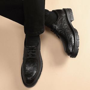 Zapatos Oxford de Cuero Genuino para Hombre, con Punta Redonda y Cordones, Suela de Goma Antideslizante, para Todas las Temporadas, Oficina y Carrera - Product Image 4