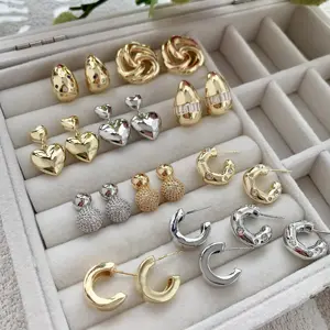 LS- B5257 New Arrival heart earring ear jewelry women studs earring trendy bulk wholesale earrings belly