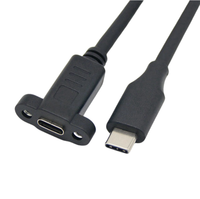 PD 100W charge rapide USB C mâle vers USB C femelle câble d'extension vidéo 4K avec câble de montage sur panneau à vis de verrouillage
