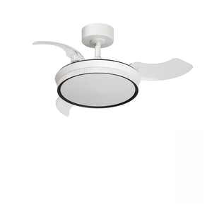 Ventilateur de plafond LED 36 pouces, corps métallique moderne avec abat-jour en acrylique, pales rétractables et pliables, télécommande pour la maison et le bureau - Product Image 1