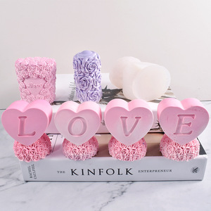 Moule à bougie en silicone 3D écologique en gros pour la Saint-Valentin et les mariages, forme géométrique - Product Image 5