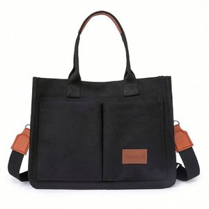 Fashion Custom Women Shoulder Cotton Canvas Tote <b>Bag</b> with Pocket for Class and Work - Product Image 6