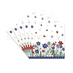 Poppy Themed Party Tableware Set Rectangle Digital Printing Blue <b>Red</b> Green Birthday Decor Environment Friendly Plastic <b>Paper</b> - Product Image 4