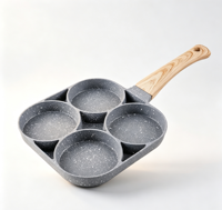 Poêle à Frire Quatre Trous Antiadhésive en Pierre Maifan, Design Moderne, Compatible Gaz et Induction, Capacité 1-2L, Idéale Cuisine Maison