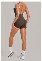 Combinaison de sport pour femme, simple, sans manches, respirante, en Spandex/Nylon, motif uni, dos en U, pour la gym et le yoga, avec shorts d'entraînement, impression par transfert thermique