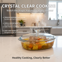 Pot en verre borosilicate de haute qualité, résistant à la chaleur, compatible micro-ondes et congélateur, durable, pour la cuisine