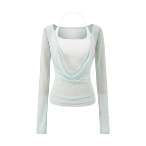Ensemble de yoga deux pièces pour femmes, haut de sport à manches longues avec coussinets de poitrine, haute élasticité, séchage rapide - Product Image 5