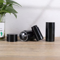 Boîte à cosmétiques déodorant vide, 15g, 30g, 50g, 75g, finition en caoutchouc noir, rond et torsadé