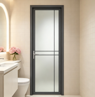 Porte de salle de bain en aluminium de qualité commerciale, verre trempé de 8 mm avec ensemble de serrures minimalistes OPK pour commande en gros pour entrepreneurs
