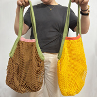 Sacs alimentaires en maille 100% coton réutilisables personnalisés Lavables Sacs pour fruits et légumes Produits Sacs à long manche Écologiques Pliables Utilisation à la plage