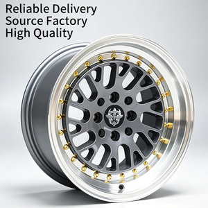 Rines de Aluminio FLowtone de Alta Calidad de 15 Pulgadas 4X100/114.3 en Gris Metálico con Borde Mecanizado y Diseño de Malla para Honda, Toyota, Mazda - Product Image 1