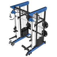 Rack de musculation multifonctionnel Smith avec croisement de câbles et rangement de plaques – Équipement d'entraînement de force pour la maison
