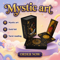 Cartes de tarot éducatives et de divertissement personnalisées avec boîte rigide magnétique |   Papier noir avec estampage à chaud doré pour la lecture des cartes de tarot