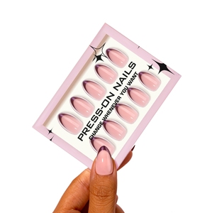 <span class=keywords><strong>Uñas</strong></span> Postizas de Acrílico con Cobertura Completa Estilo Francés, Color Almendra, Polvo Brillante Perlado Morado, <span class=keywords><strong>Uñas</strong></span> Postizas de Color Nude, Pegamento para <span class=keywords><strong>Uñas</strong></span> Postizas - Product Image 5