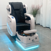 Fauteuils de massage modernes marron inclinables pour manucure électrique Fauteuil de pédicure pour salon de manucure avec spa pour les pieds et lumière LED